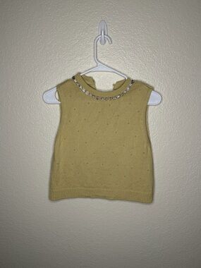Zara Sleeveless Knit Tank with Rhinestone Collar and Pearls Size Small
